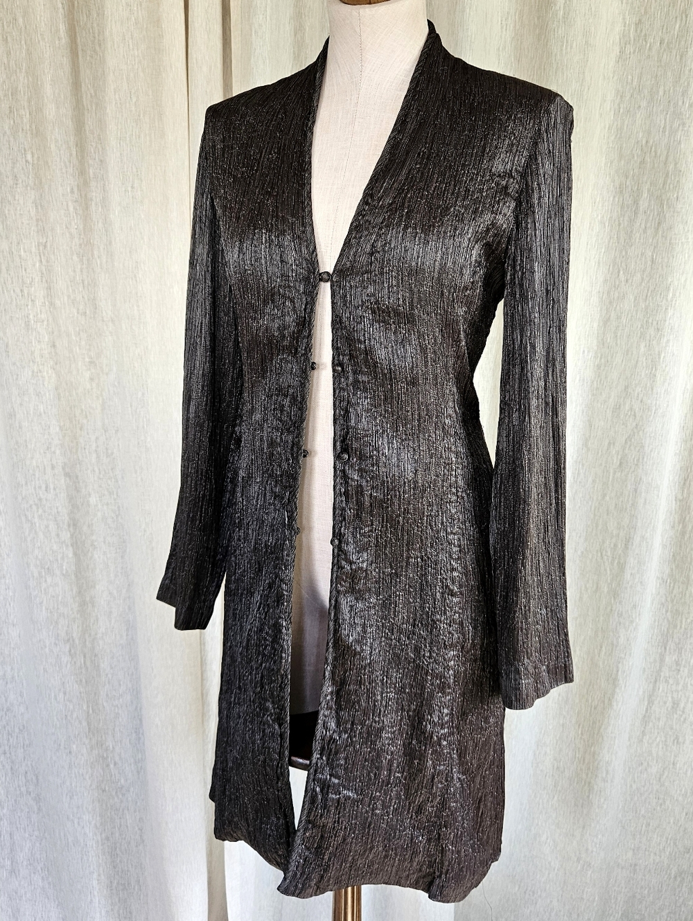 Eileen Fisher | Brown Silk Wool Midi Lightweight Trench Jacket | Small
